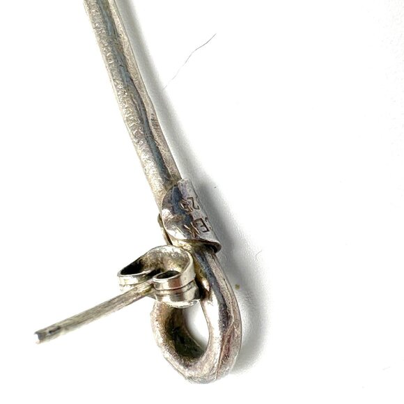 Modernist Turkish Sterling Silver Knot Earrings — Artist Signed — EUC - Picture 3 of 7